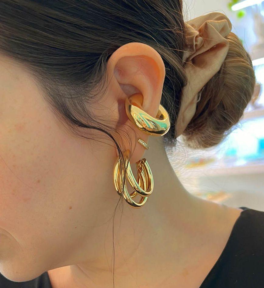 Earcuff chunky dorado liso