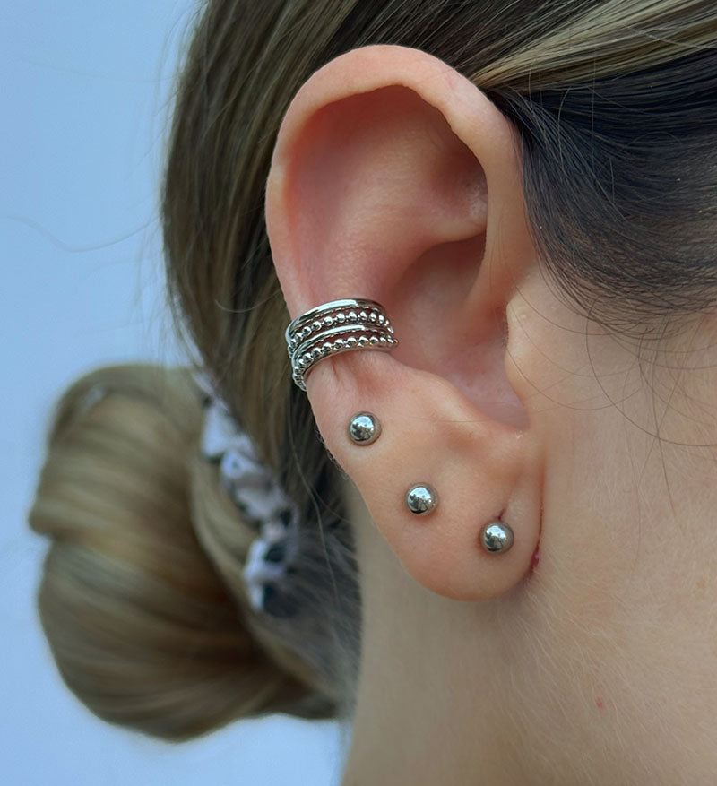 Earcuff entrelazado plateado