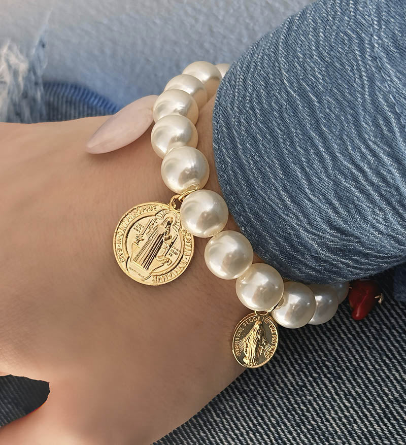 Pulsera perlas corazon cuarzo