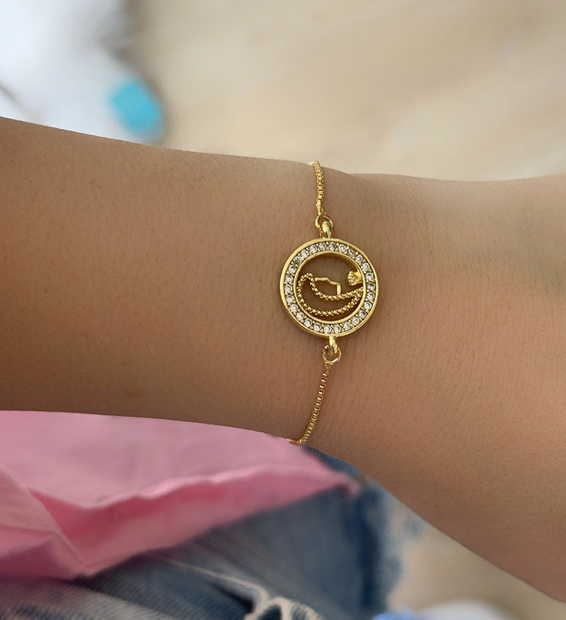 Pulsera Virgen rodio con circones