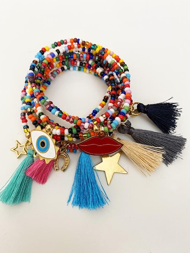 Set pulseras mostacillas Mix y ojo turco
