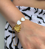 Pulsera en nacar con corazón en bronce