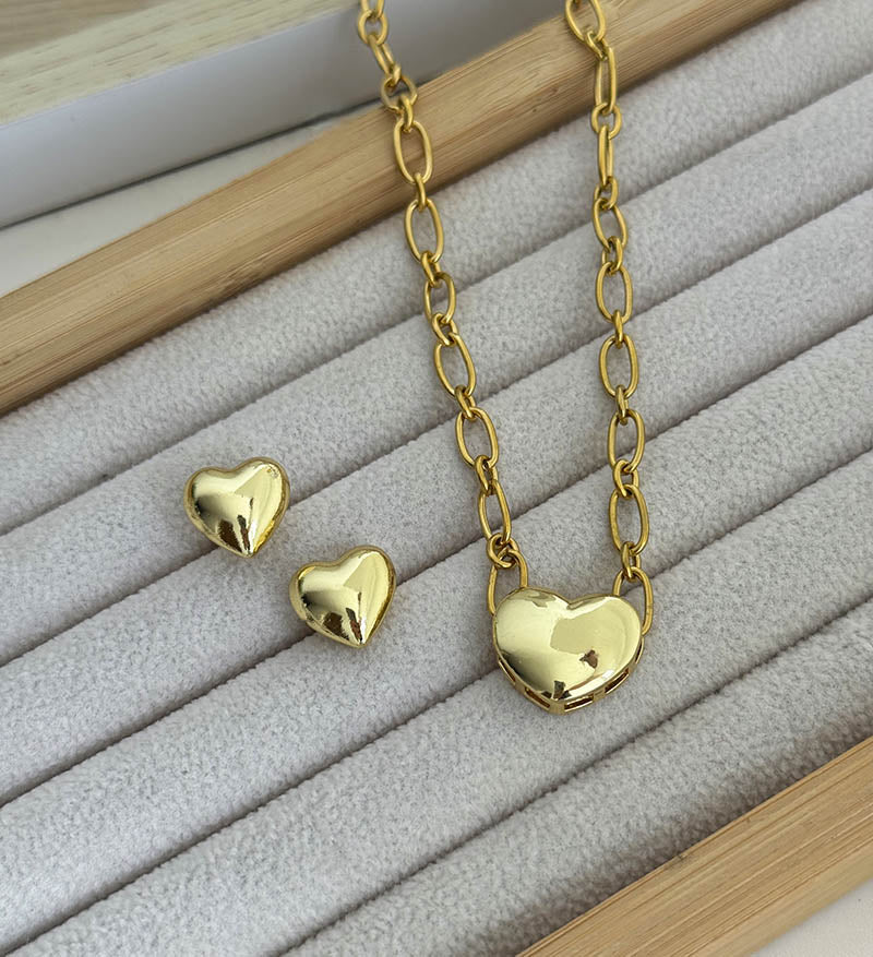 Set corazones cadena + topos