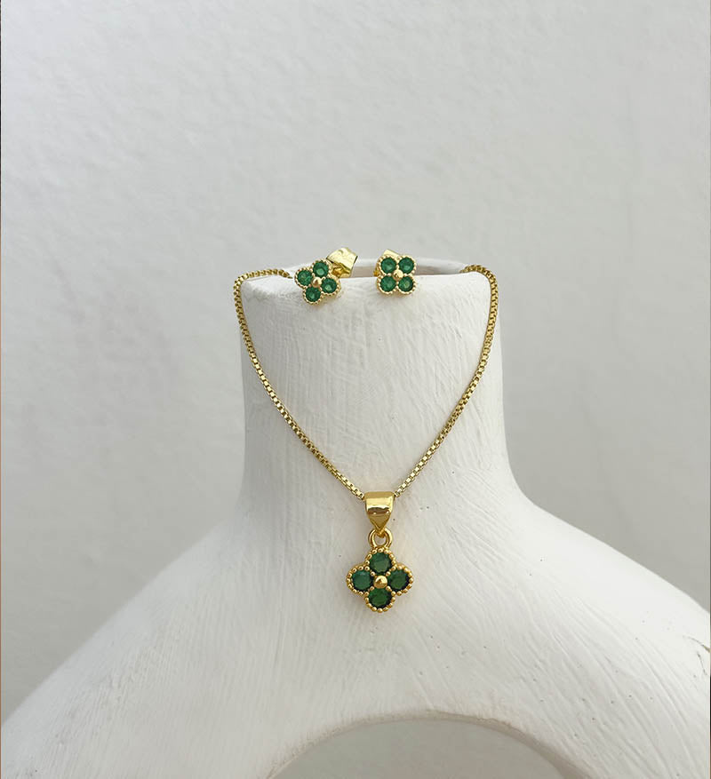 Set trébol verde cadena + topos