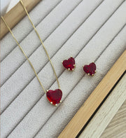 Set cora cristal rojo cadena + topos