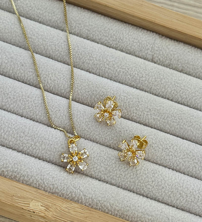 Set florecita cadena + topos