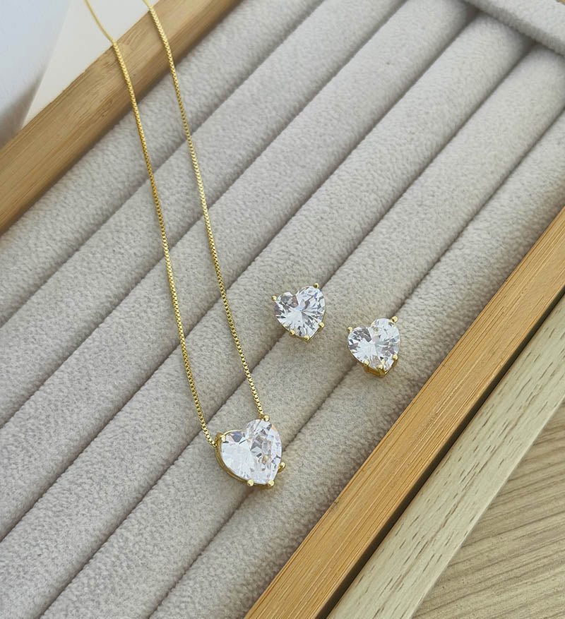 Set Cora cristal rodio cadena + topos