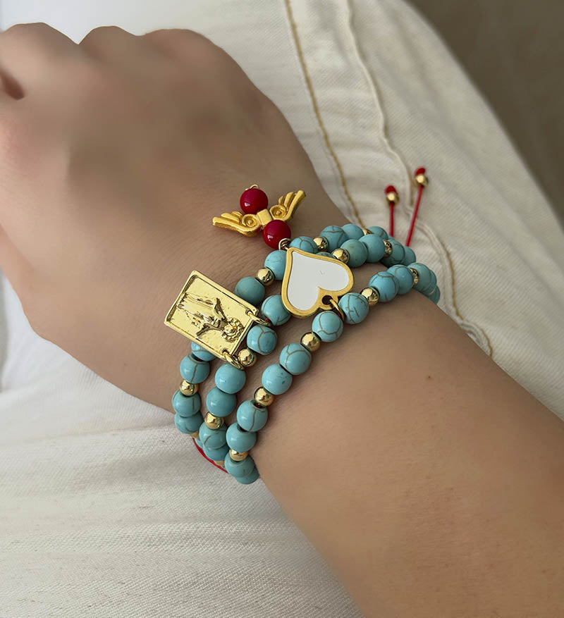 Set de 3 pulseras turquesa