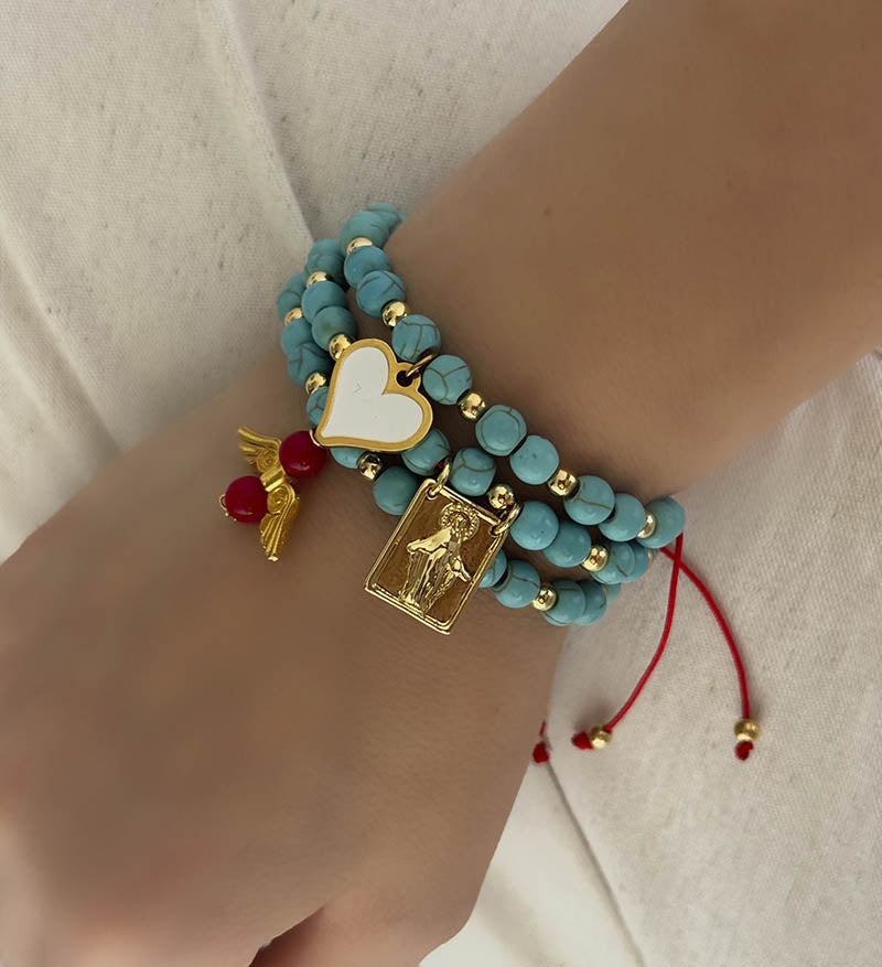 Set de 3 pulseras turquesa