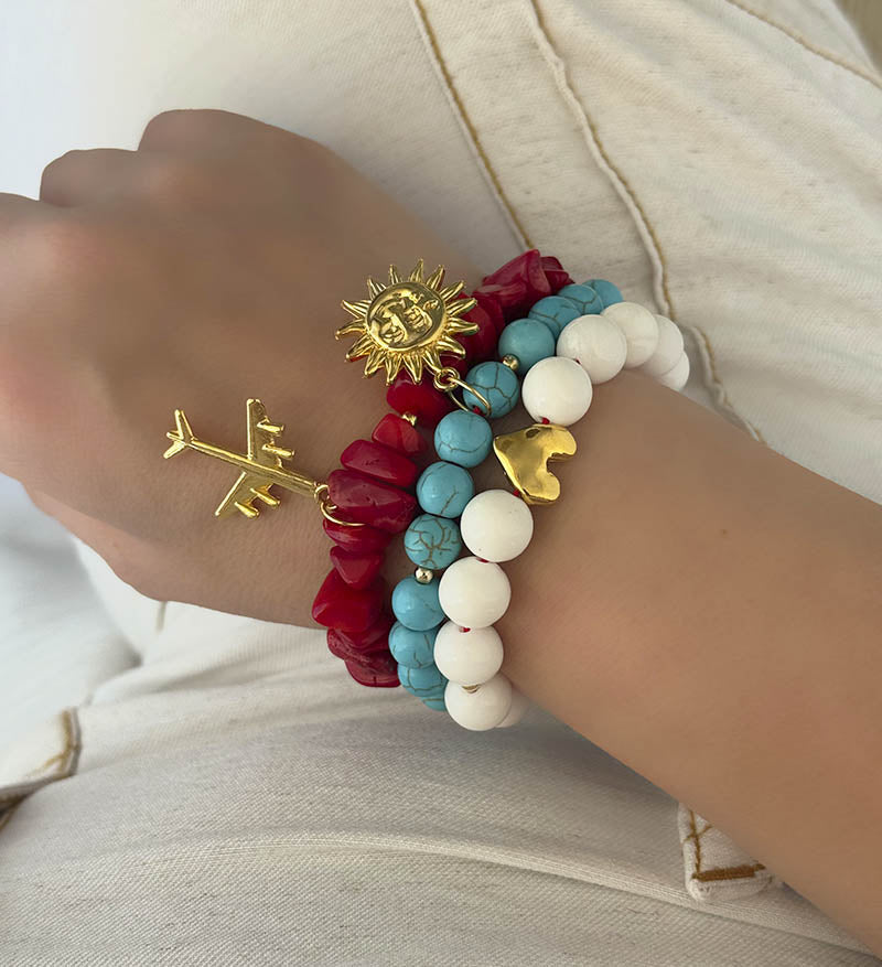 Pulsera triple coral