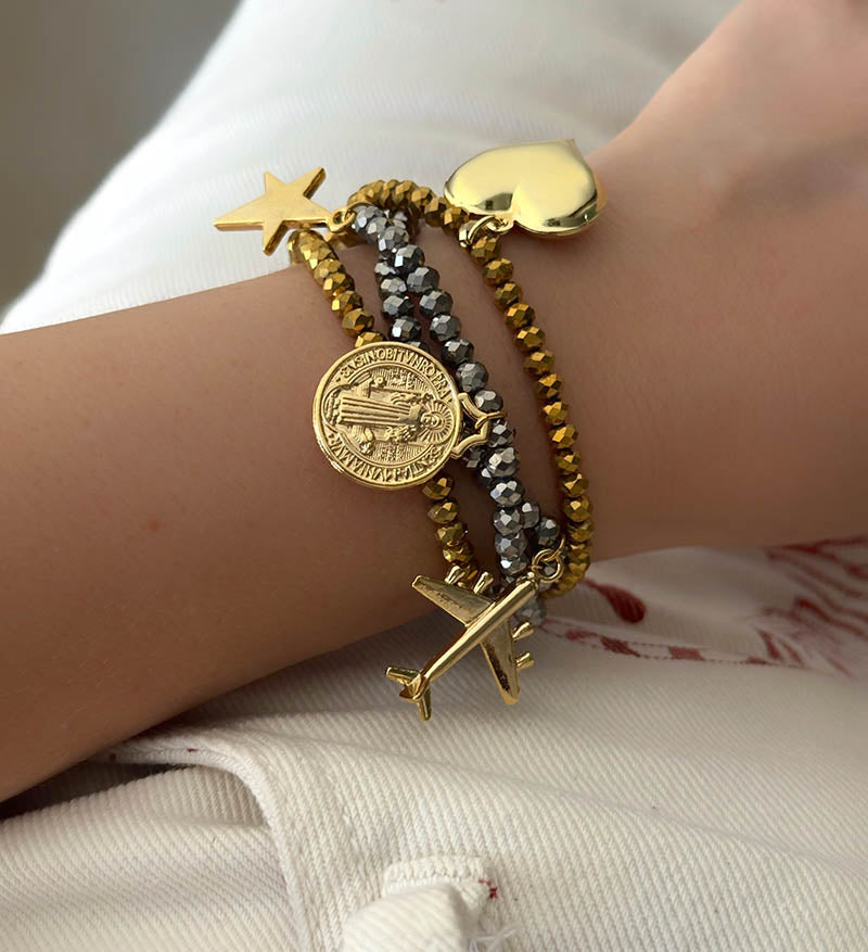 Pulsera ajustable plata gold