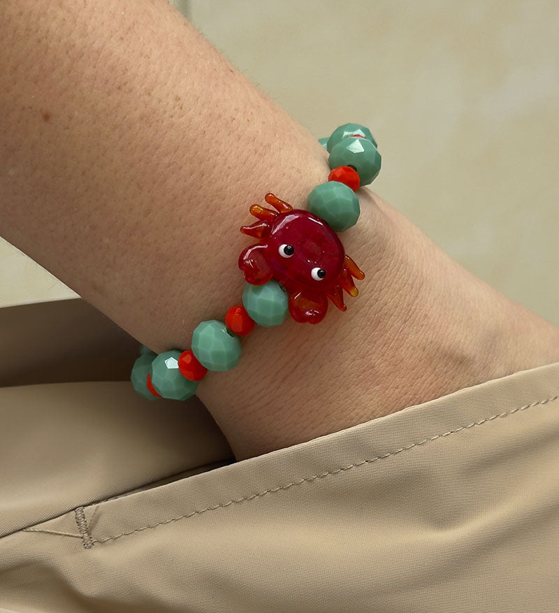 Set Collar y pulsera Cangrejo aguamarina