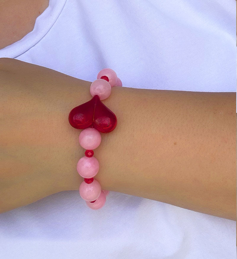 Set collar y pulsera Cora rosado