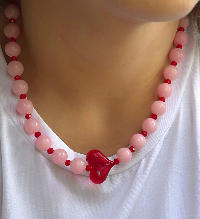Set collar y pulsera Cora rosado