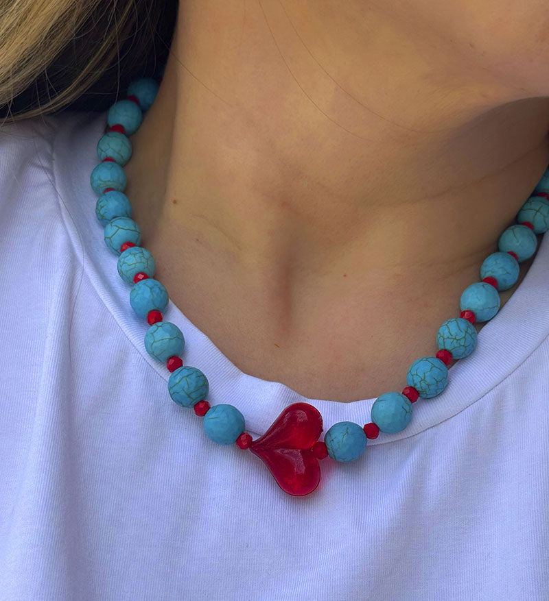 Set collar y pulsera Cora Turquesa