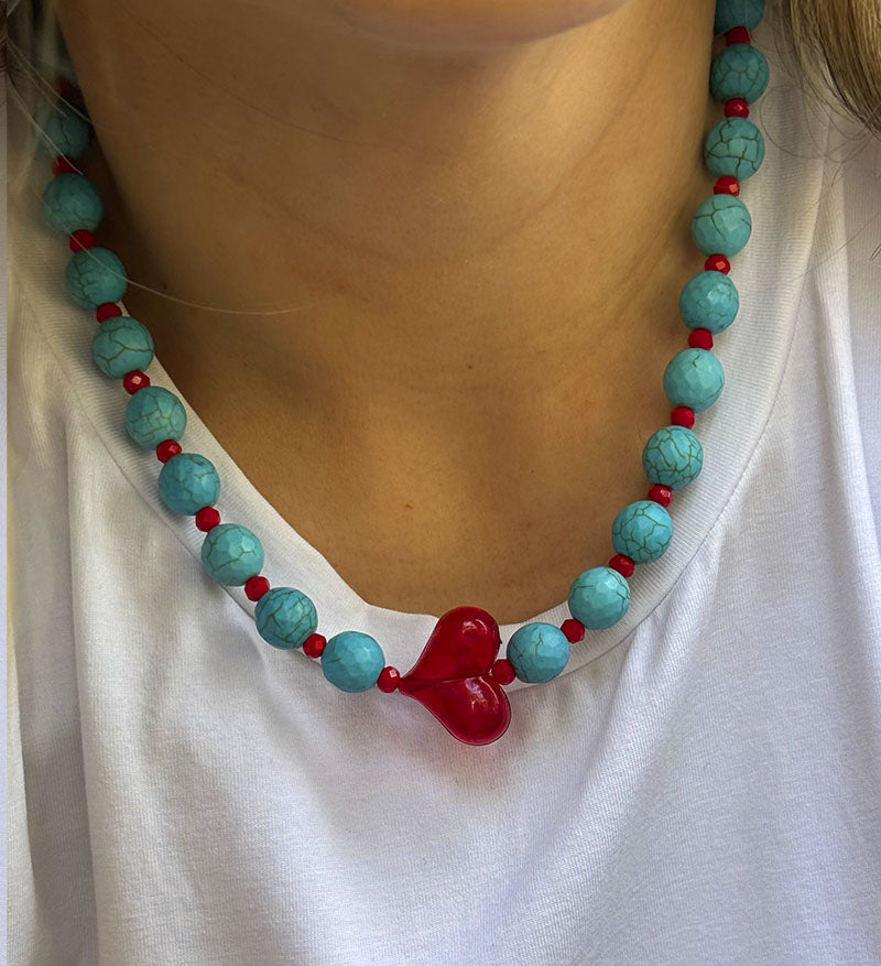 Set collar y pulsera Cora Turquesa