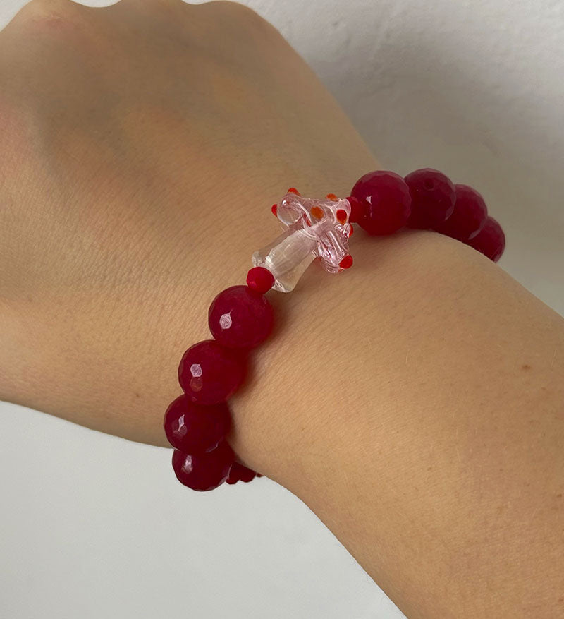 Set collar y pulsera hongo cereza