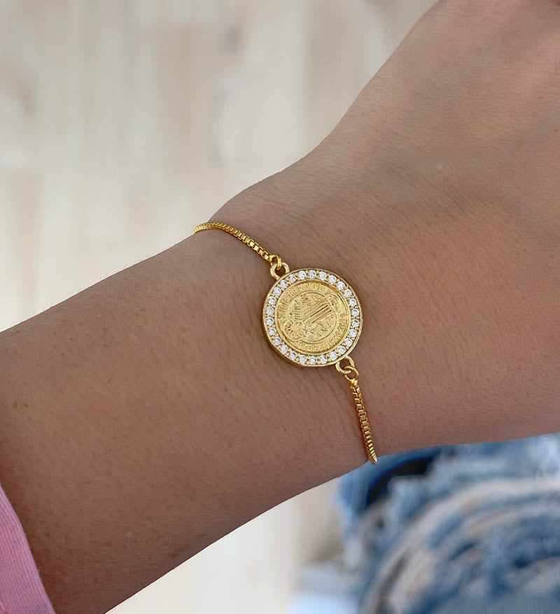 Pulsera San Benito en rodio con circones
