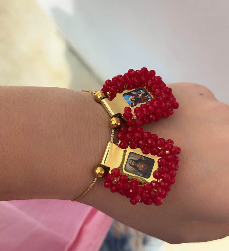 Pulsera escapulario rojo mediano