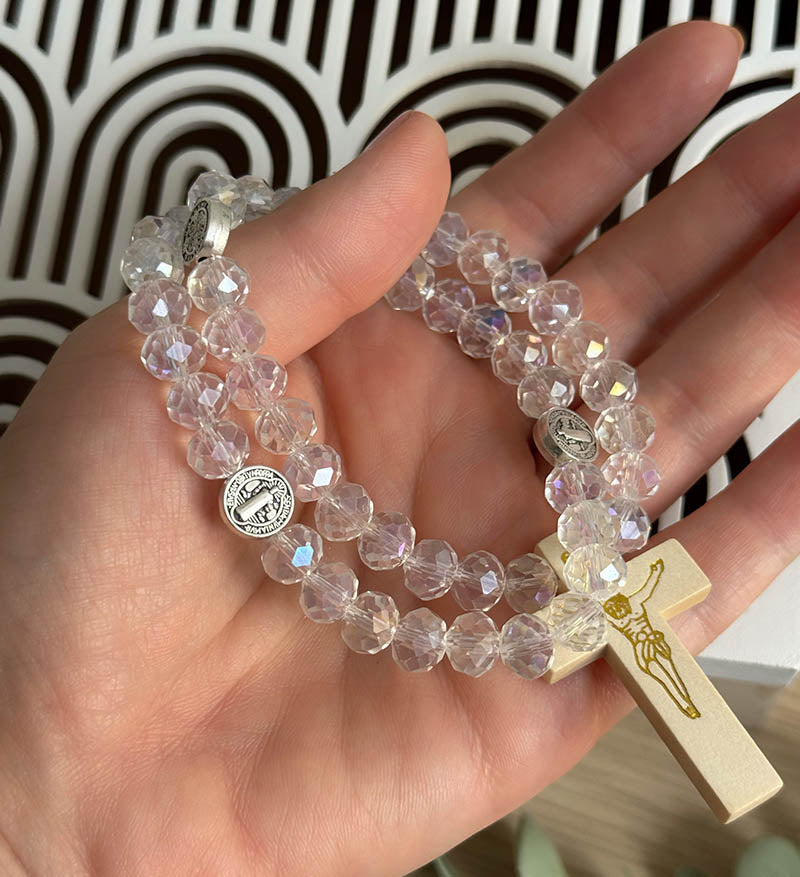 Pulsera rosario cristal de mano