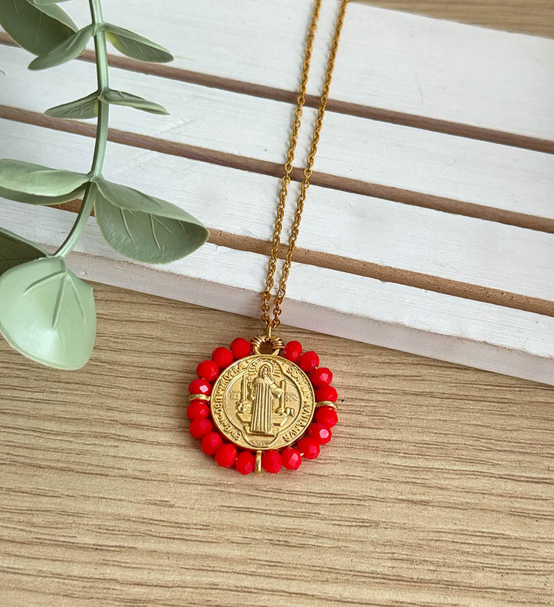 Cadena San Benito tejido rojo