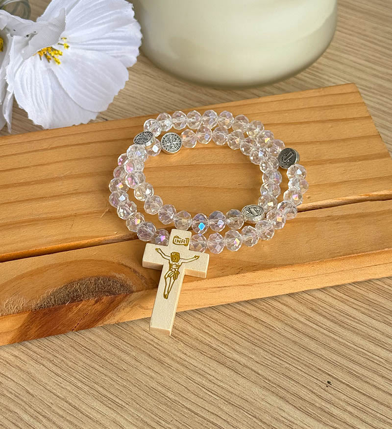 Pulsera rosario cristal de mano