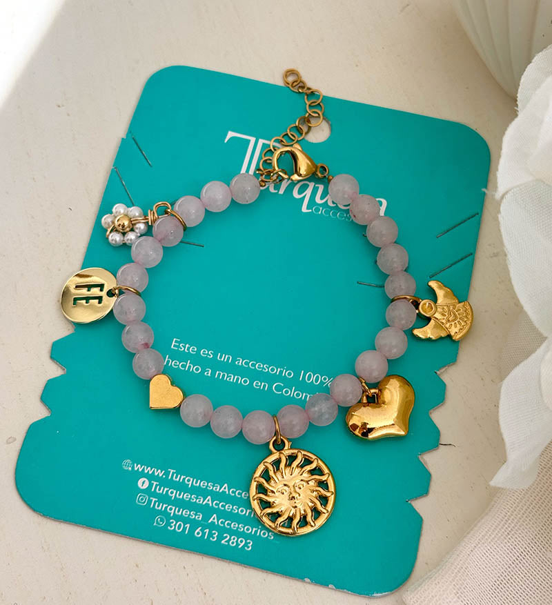 Pulsera cuarzo rosa sol