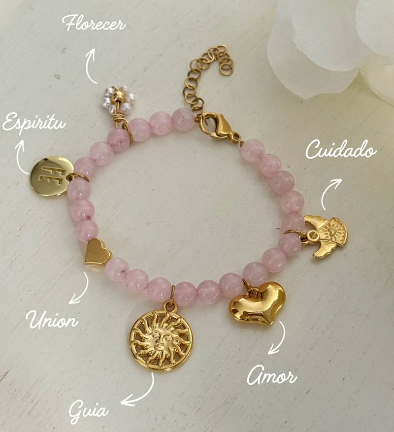 Pulsera cuarzo rosa sol
