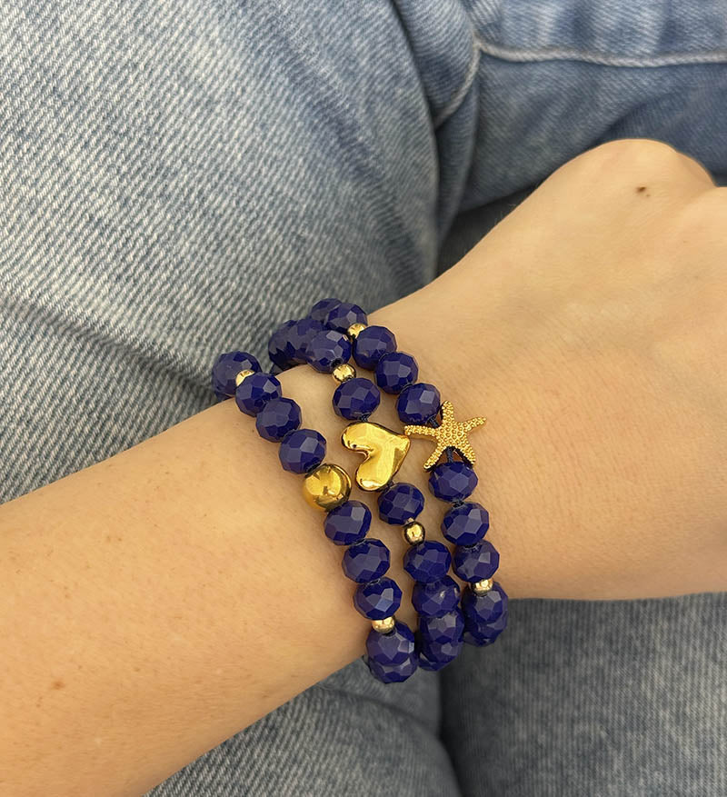 Pulsera triple azul noche