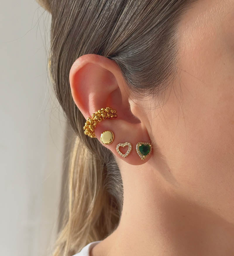 Set de 3 pares de topos corazón verde