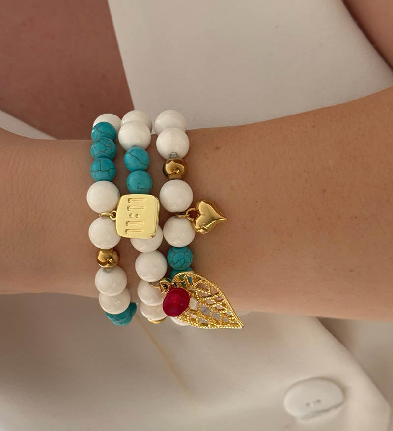 Trio pulsera blanco turquesa