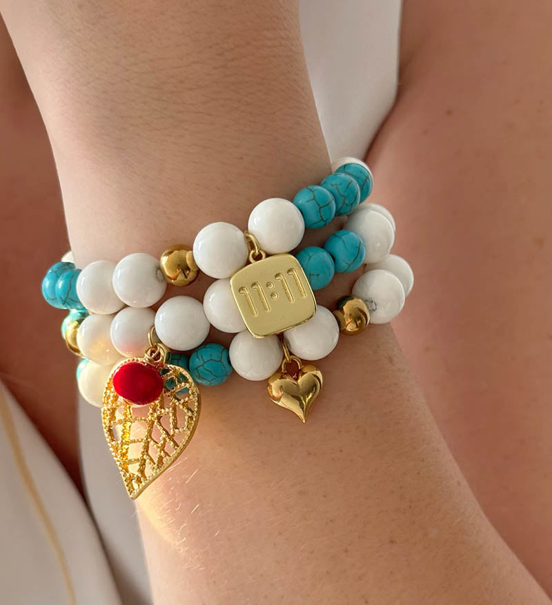Trio pulsera blanco turquesa