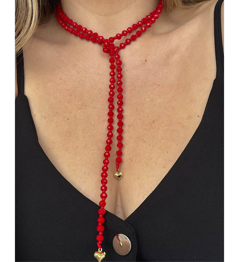Funcional rojo corazones - Collar o Pulsera