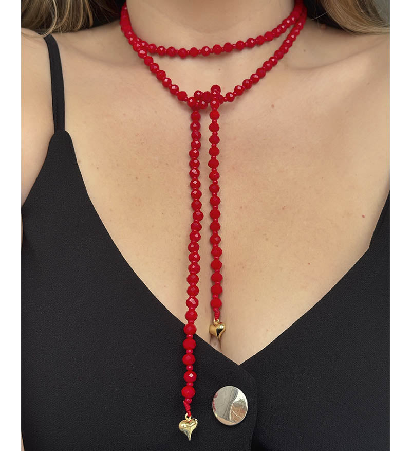Funcional rojo corazones - Collar o Pulsera