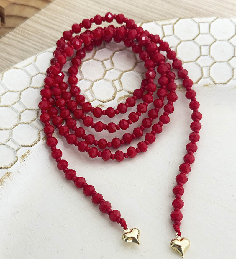 Funcional rojo corazones - Collar o Pulsera