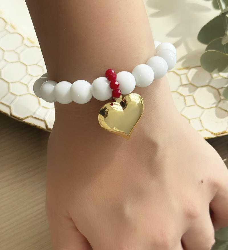 Maxi pulsera blanca corazon