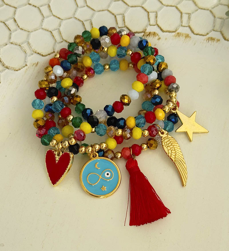 Set de 5 pulseras cristales mix