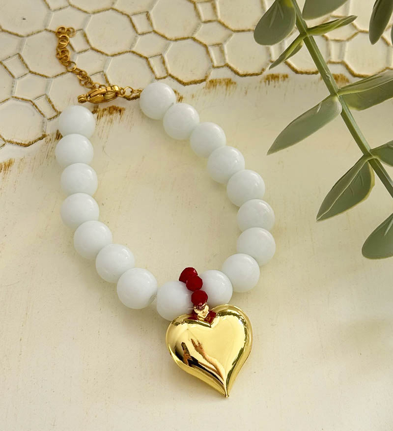 Maxi pulsera blanca corazon