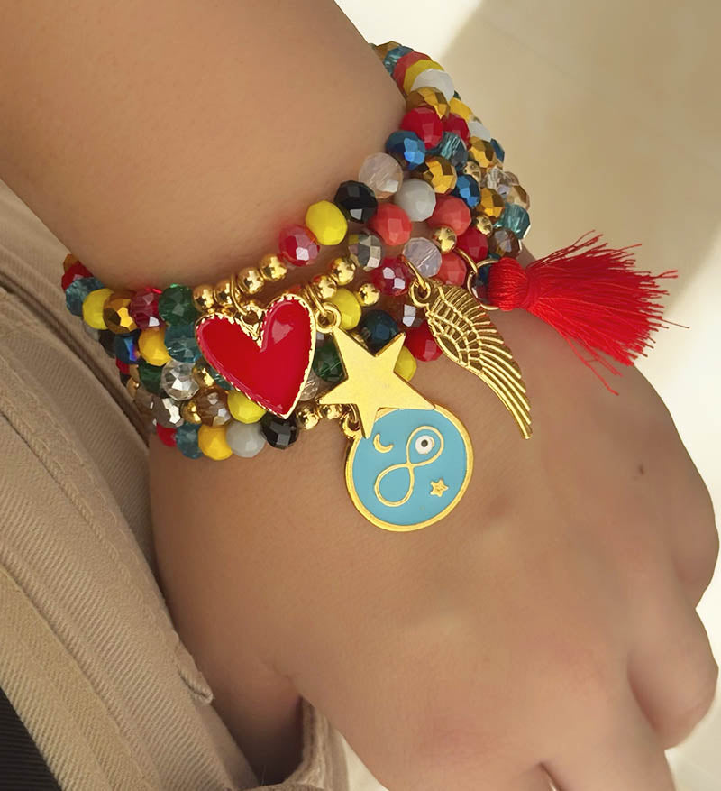 Set de 5 pulseras cristales mix