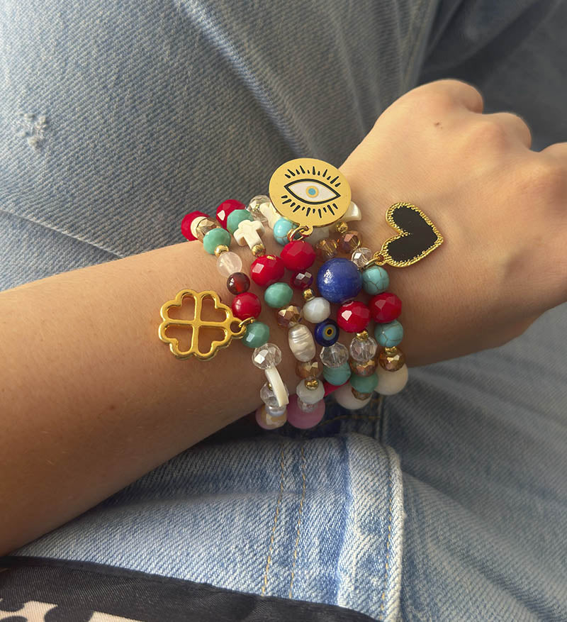 Set de 5 pulseras piedras mix