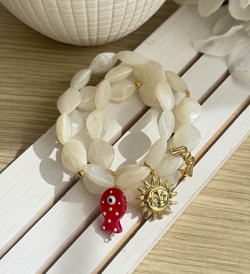 Set pulsera hueso sol y luna