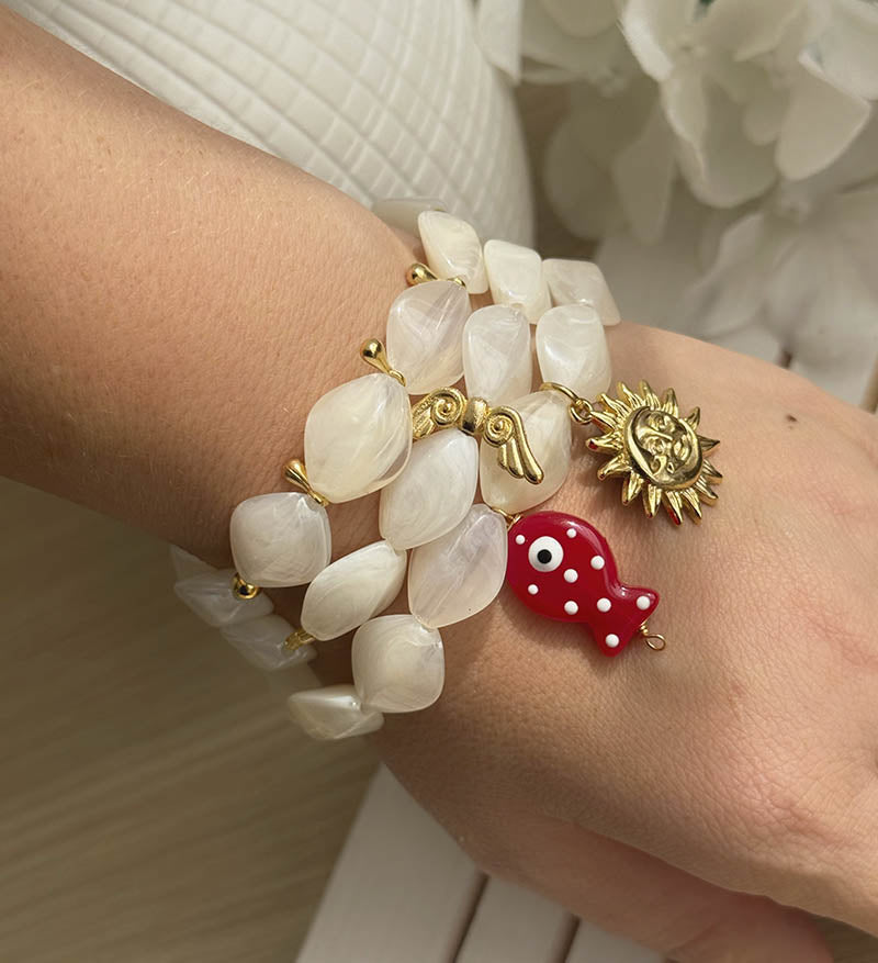 Set pulsera hueso sol y luna
