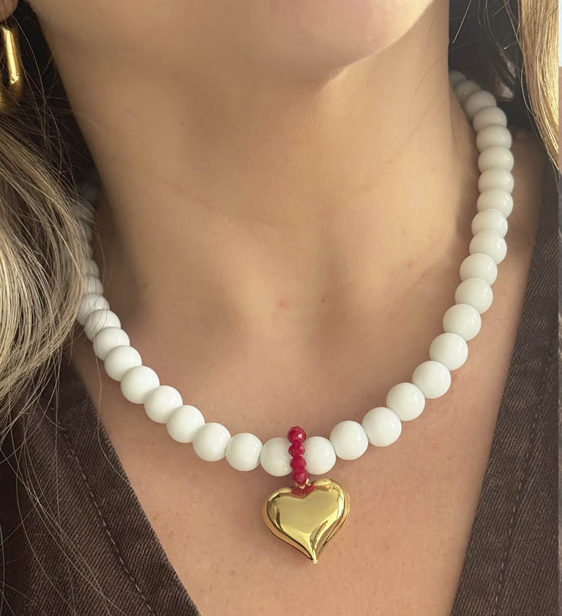 Maxi Collar Blanco Corazon