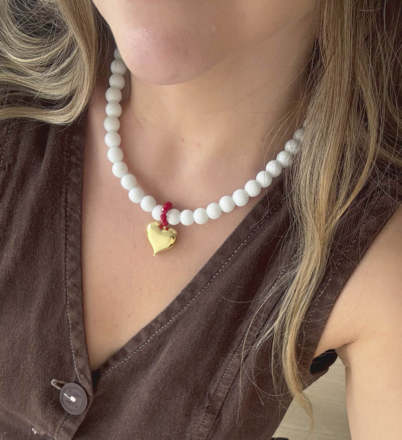 Maxi Collar Blanco Corazon