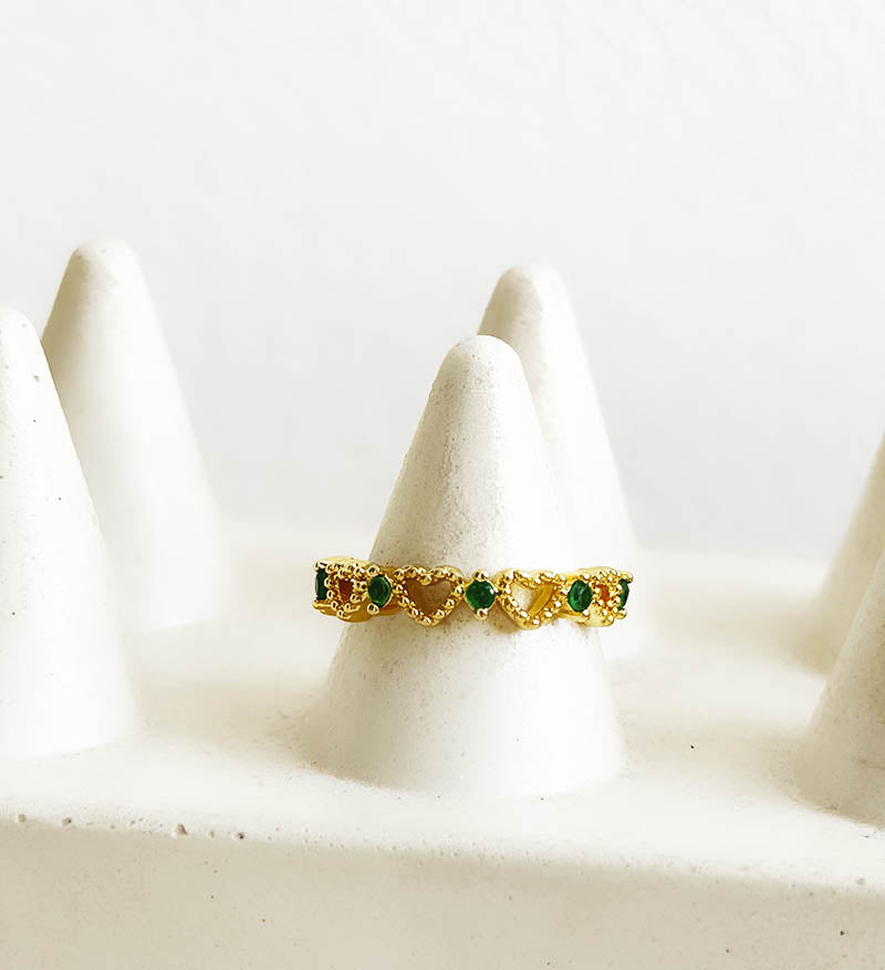 Anillos corazones verdes