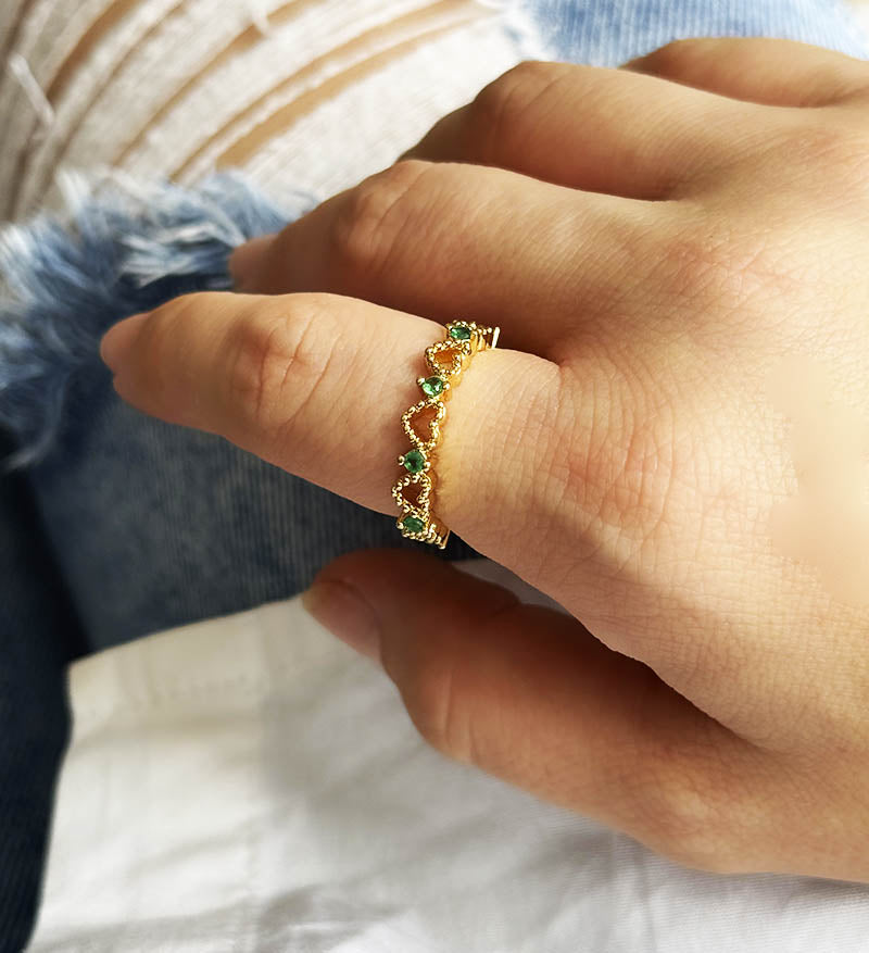 Anillos corazones verdes