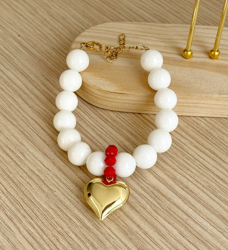 Maxi pulsera blanca corazon