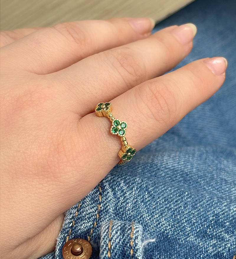 Anillo Trebol verde