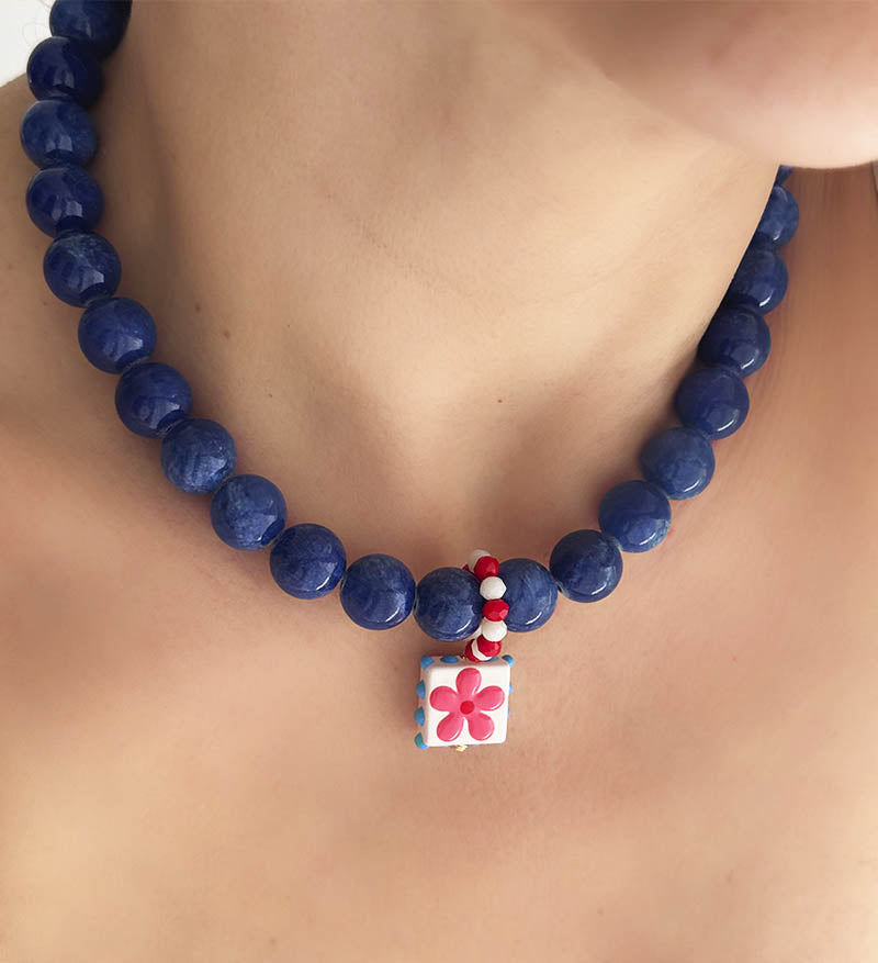 Collar Azul rey Florecita