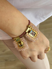 Pulsera escapularios rosado metalizado